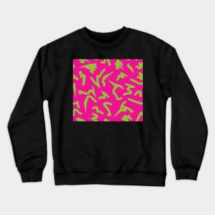 Dopamine Hot Pink and Neon Lime Green Bright Retro 80's Eighties Abstract Scribble Crewneck Sweatshirt